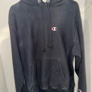 Champion Black Hoodie with Logo